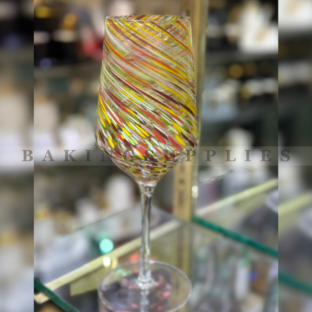 Multicolor Swirl Wine Glass Set 6 Pieces