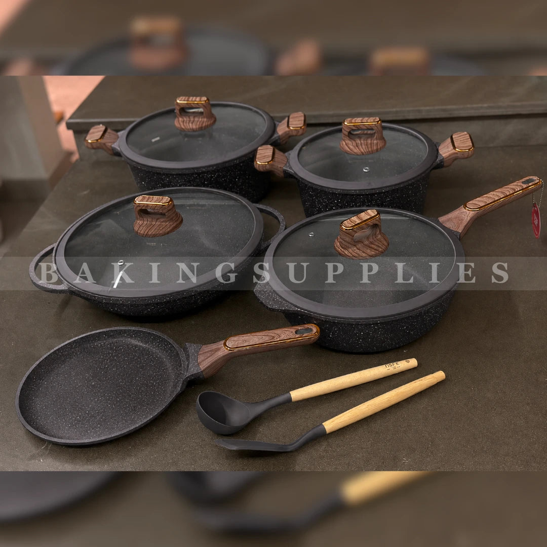 NSFE 11 Piece Granite Non-Stick Cookware Set