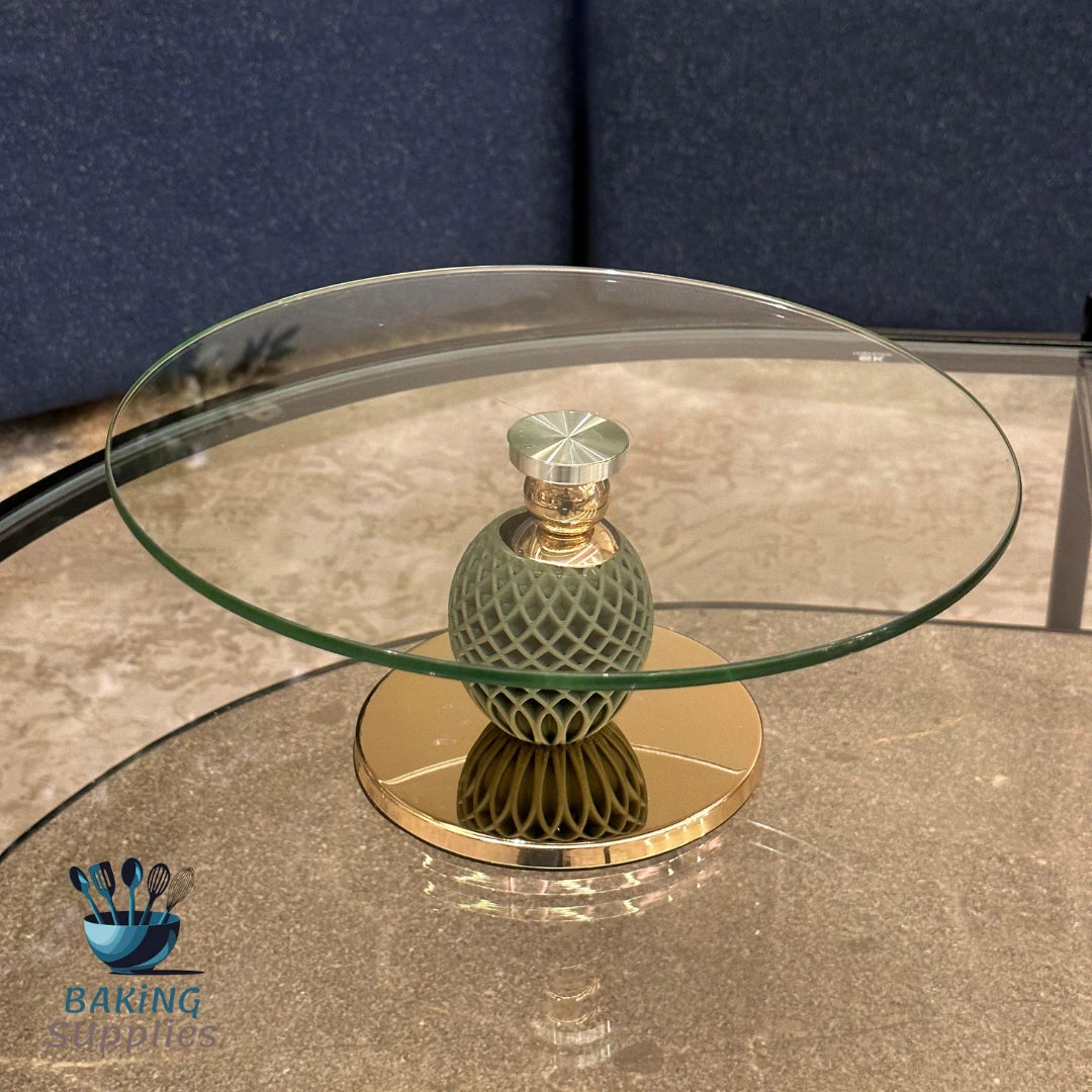 Olive Green Cake Platter – Elegant Dessert Display