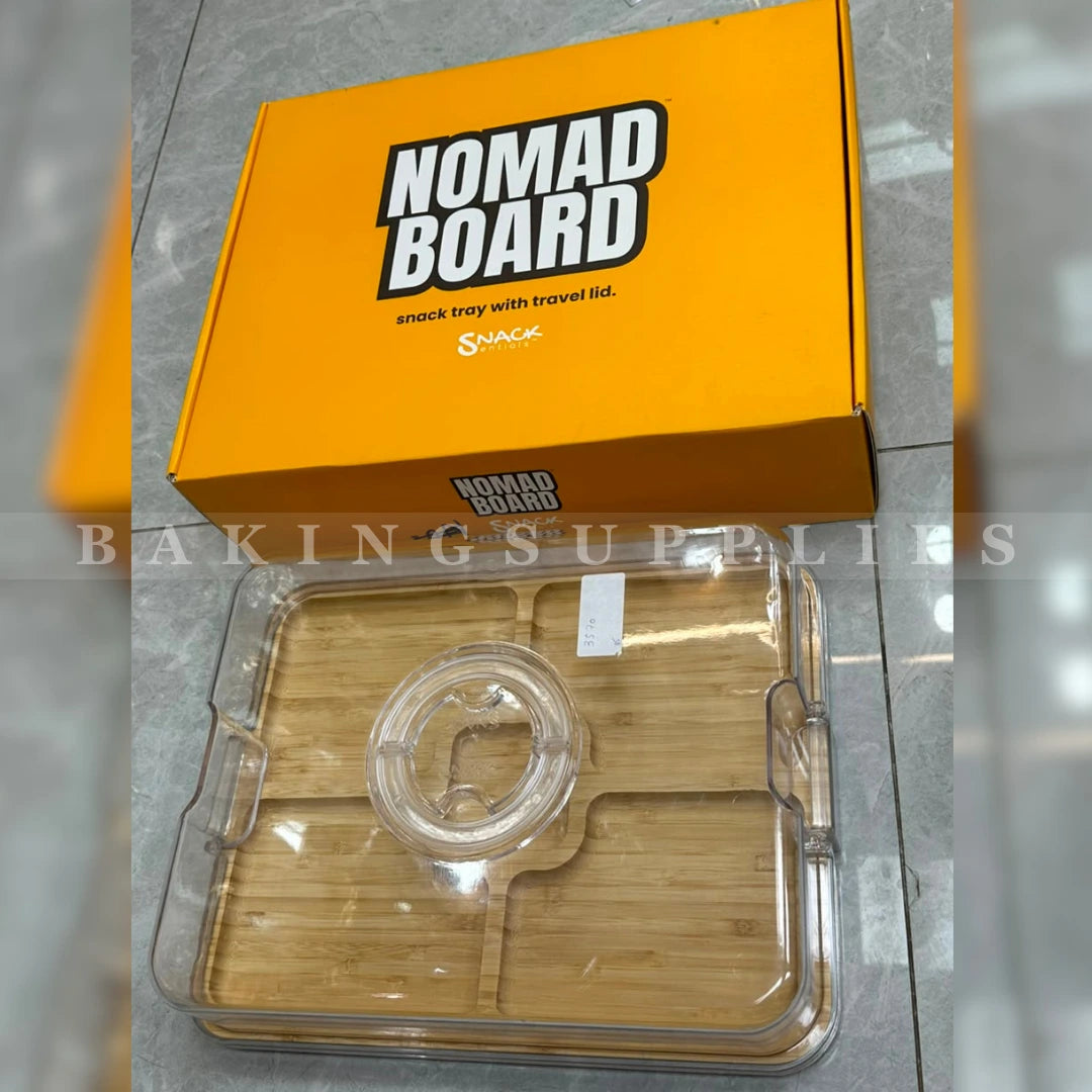 Nomad Board Bamboo Snack Tray with Travel Lid