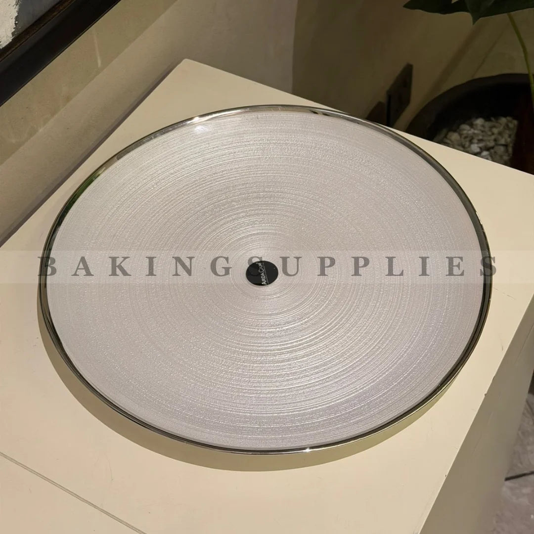 Off-White Cake Platter with Gold Rim – Elegant Dessert & Cake Tray