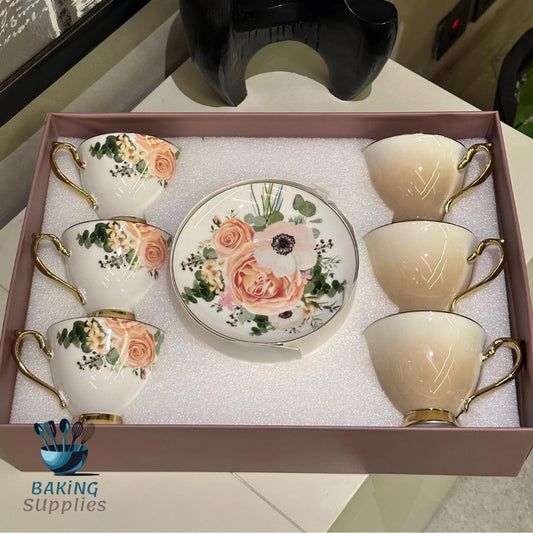 Ombre Tea Cup & Saucer Gift Set – Skin Tone Gradient (Set of 6)
