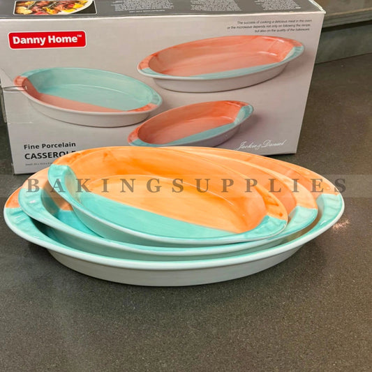 Danny Home 3-Piece Fine Porcelain Casserole Baking Dish Set