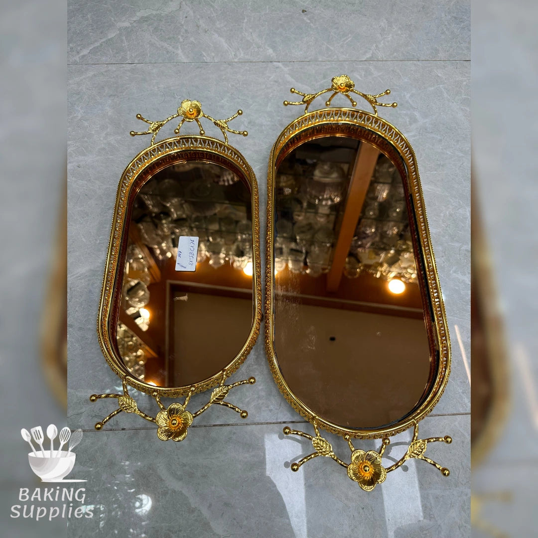 Oval Gold Platters – 2 Piece Set of Luxe Serving Trays