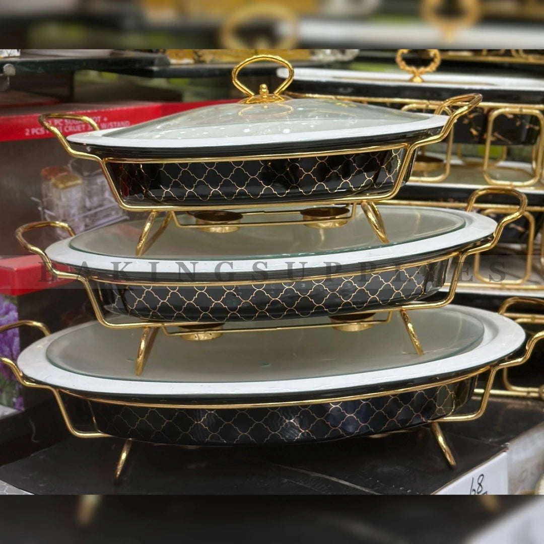 Luxury Black Gold Chafing Dish Set of 3