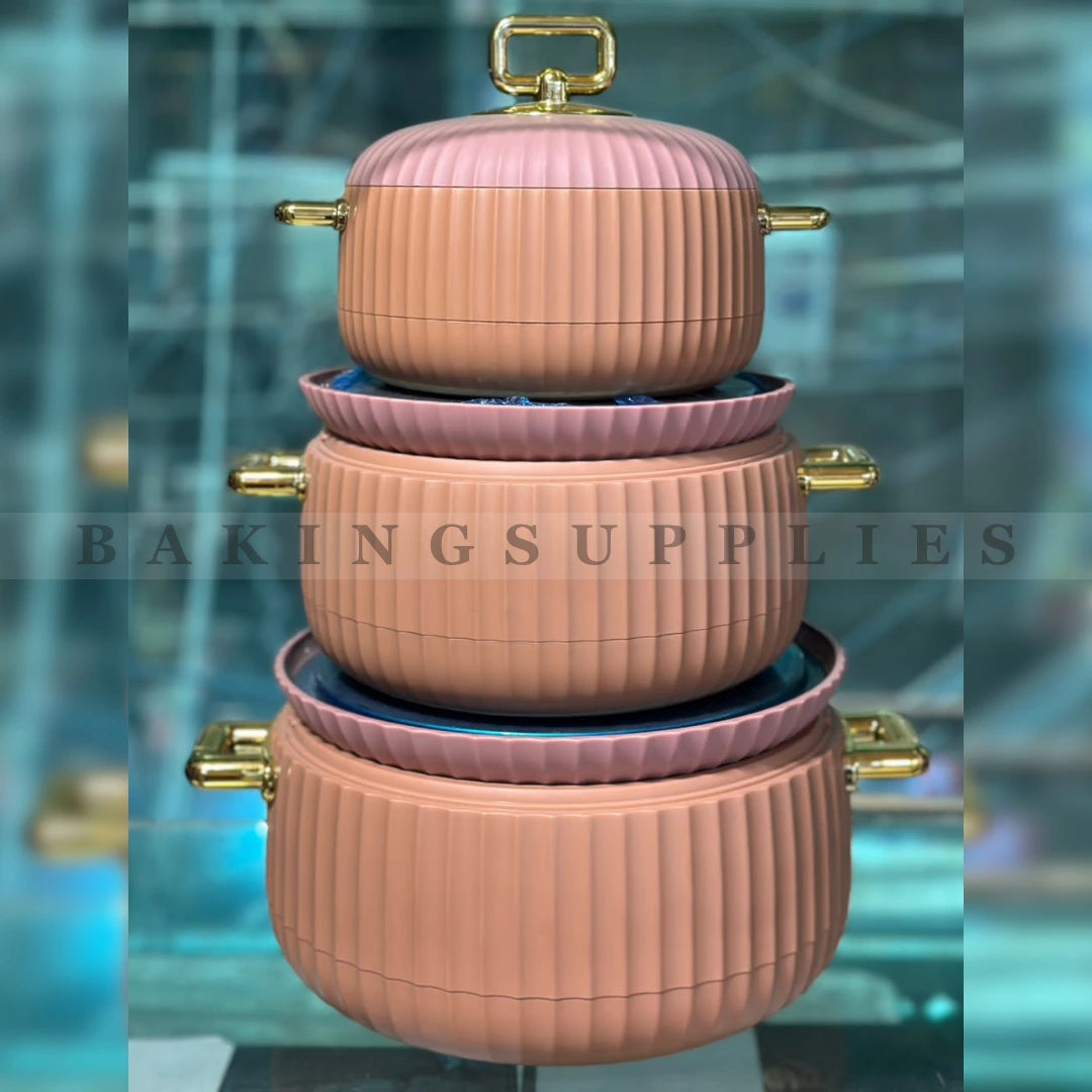 3-Piece Ribbed Insulated Hot Pot Set with Lids