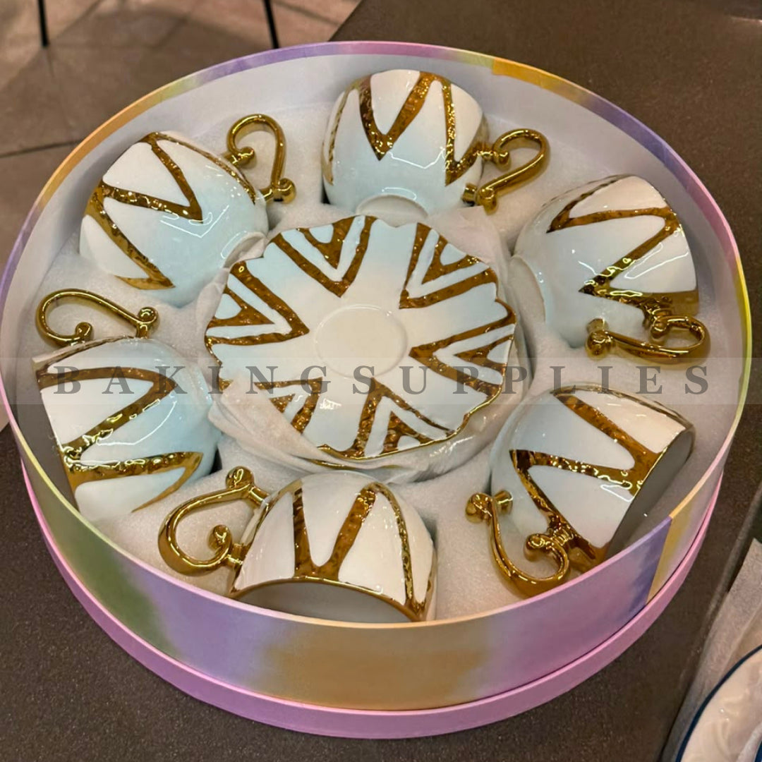 Luxury 12 Piece Gold Accent Cup & Saucer Set