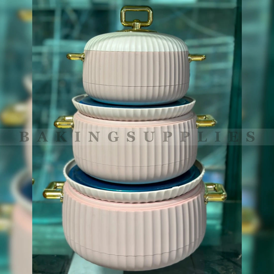 3-Piece Ribbed Insulated Hot Pot Set with Lids
