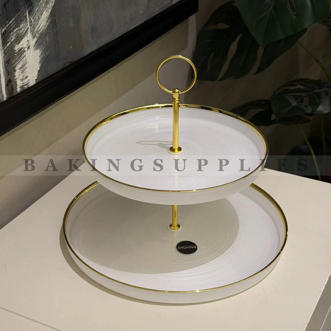 Pearl White Ceramic Cake Dish