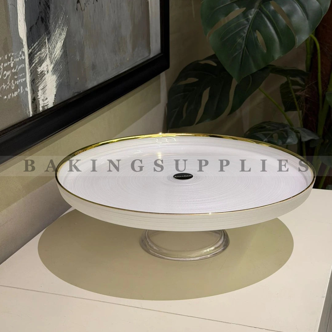 Pearl White Ceramic Cake Dish