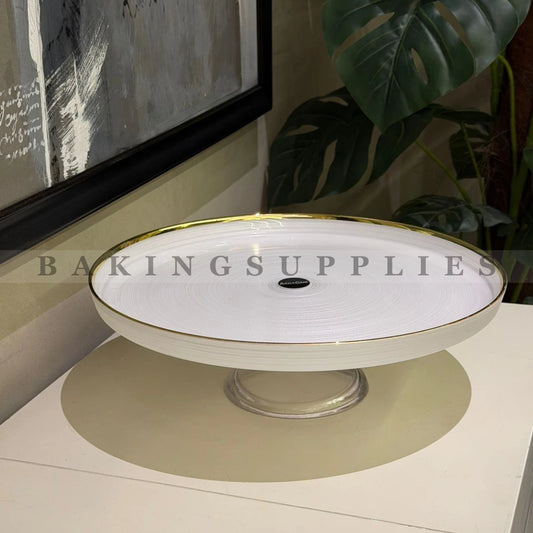 Pearl White Ceramic Cake Dish