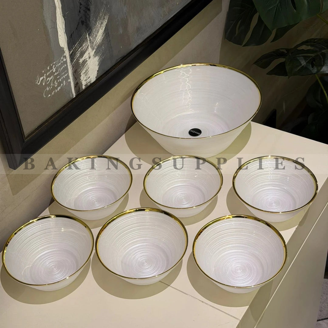 Pearl White Ceramic Ice Cream Set