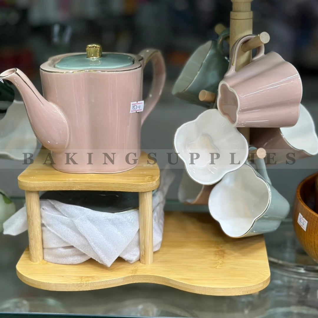 Ceramic Porcelain Tea Set 14 Pieces with Tray