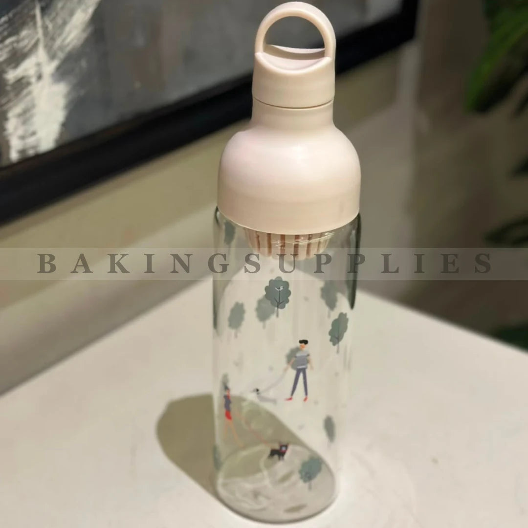 Printed Glass Water Bottle with Carry Handle