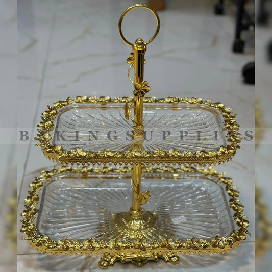Luxury 2-Tier Glass Serving Stand