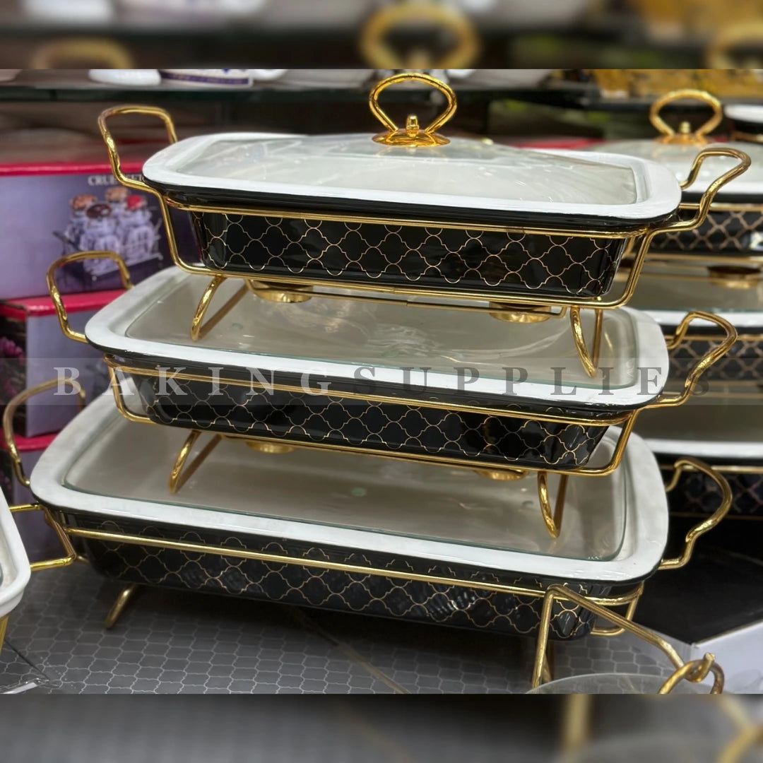 Luxury Black Gold Chafing Dish Set of 3