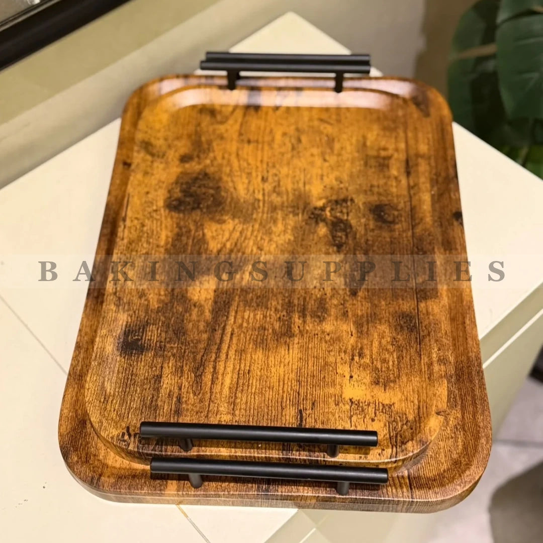 Wooden Serving Tray with Handles