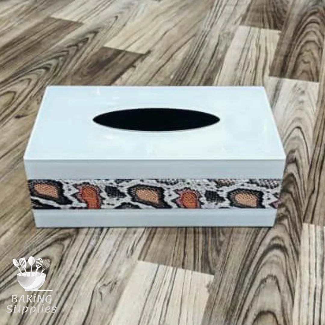 Tissue box with snake skin design 
