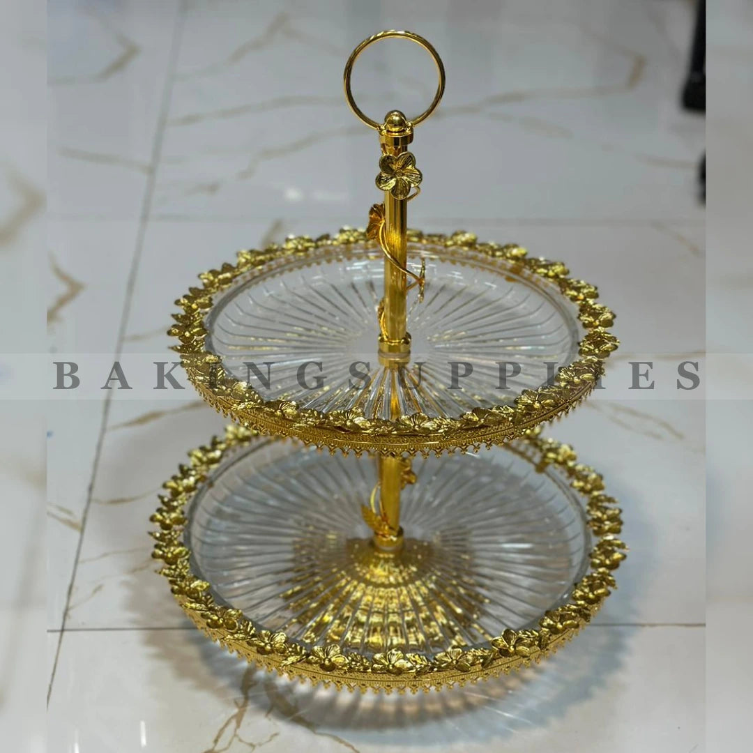 Luxury 2-Tier Glass Serving Stand