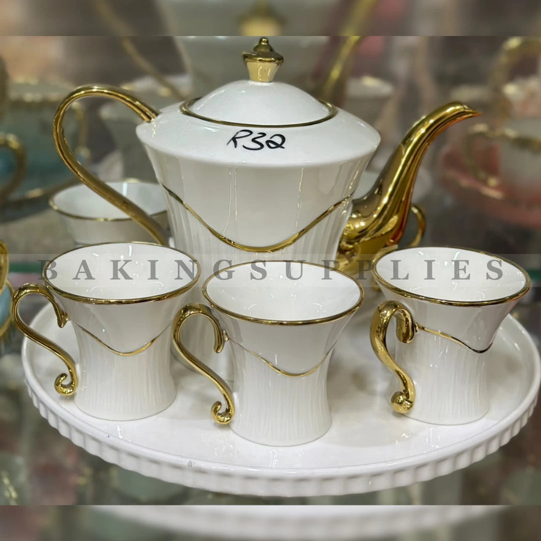 Royal Gold Accent Ceramic Tea Set of 8