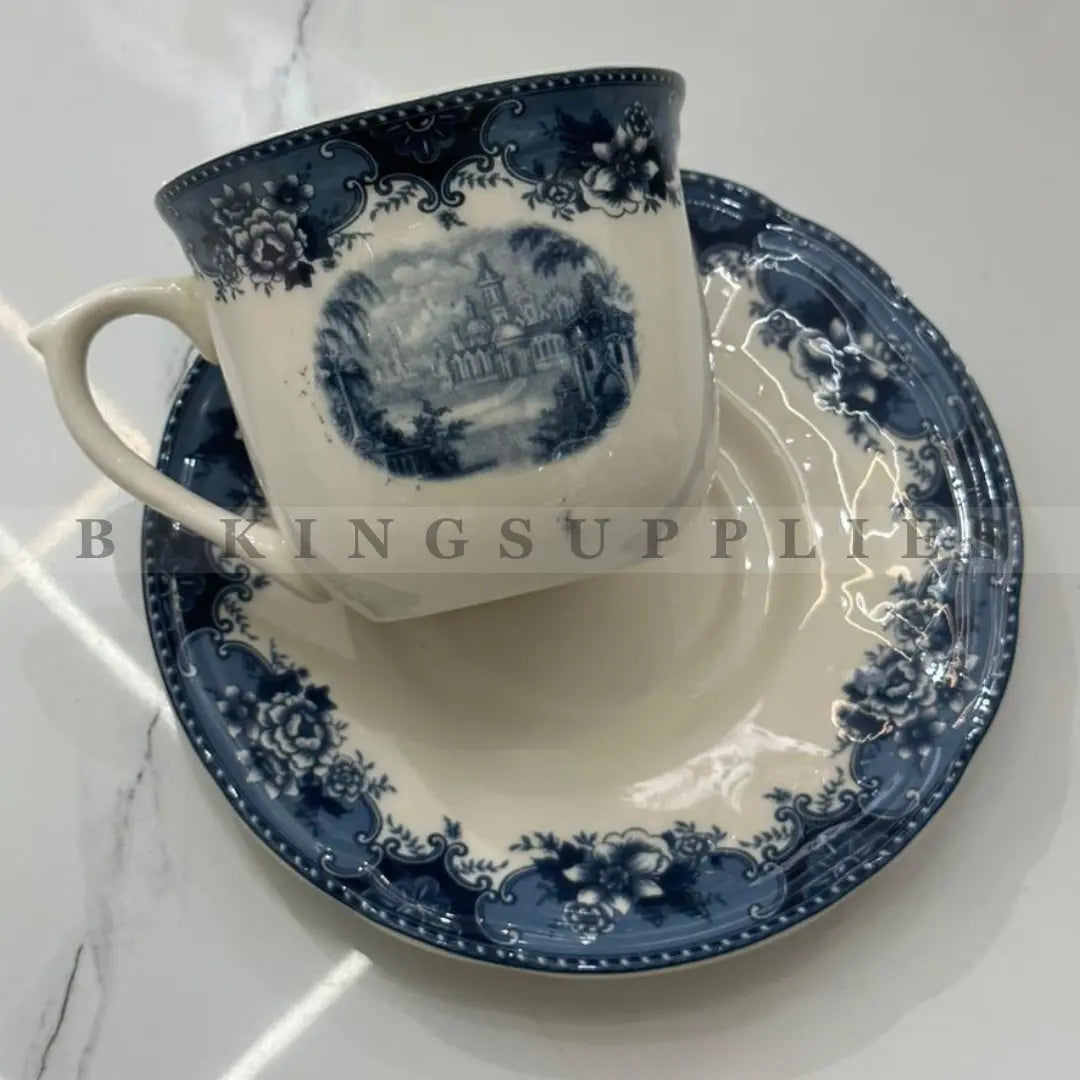 Royal Blue Heritage Porcelain Tea Cup & Saucer Set 12 Pieces