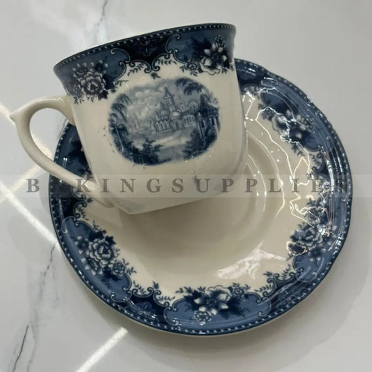 Royal Blue Heritage Porcelain Tea Cup & Saucer Set 12 Pieces