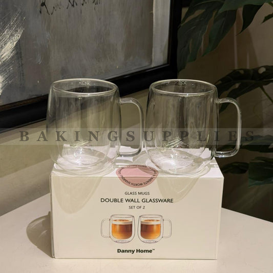 Set of 2 Double Wall Glass Mugs