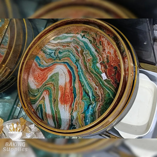 Set of 2 Multicolor Pattern Acrylic Trays