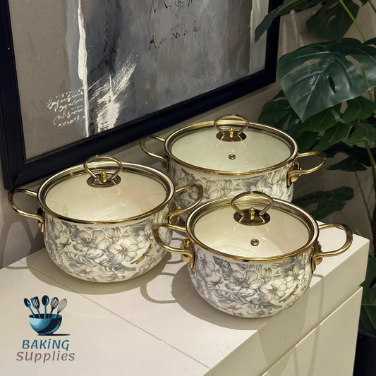 Set of 3 Steel Serving Handi's with Glass Lids – Elegant Serving Trio