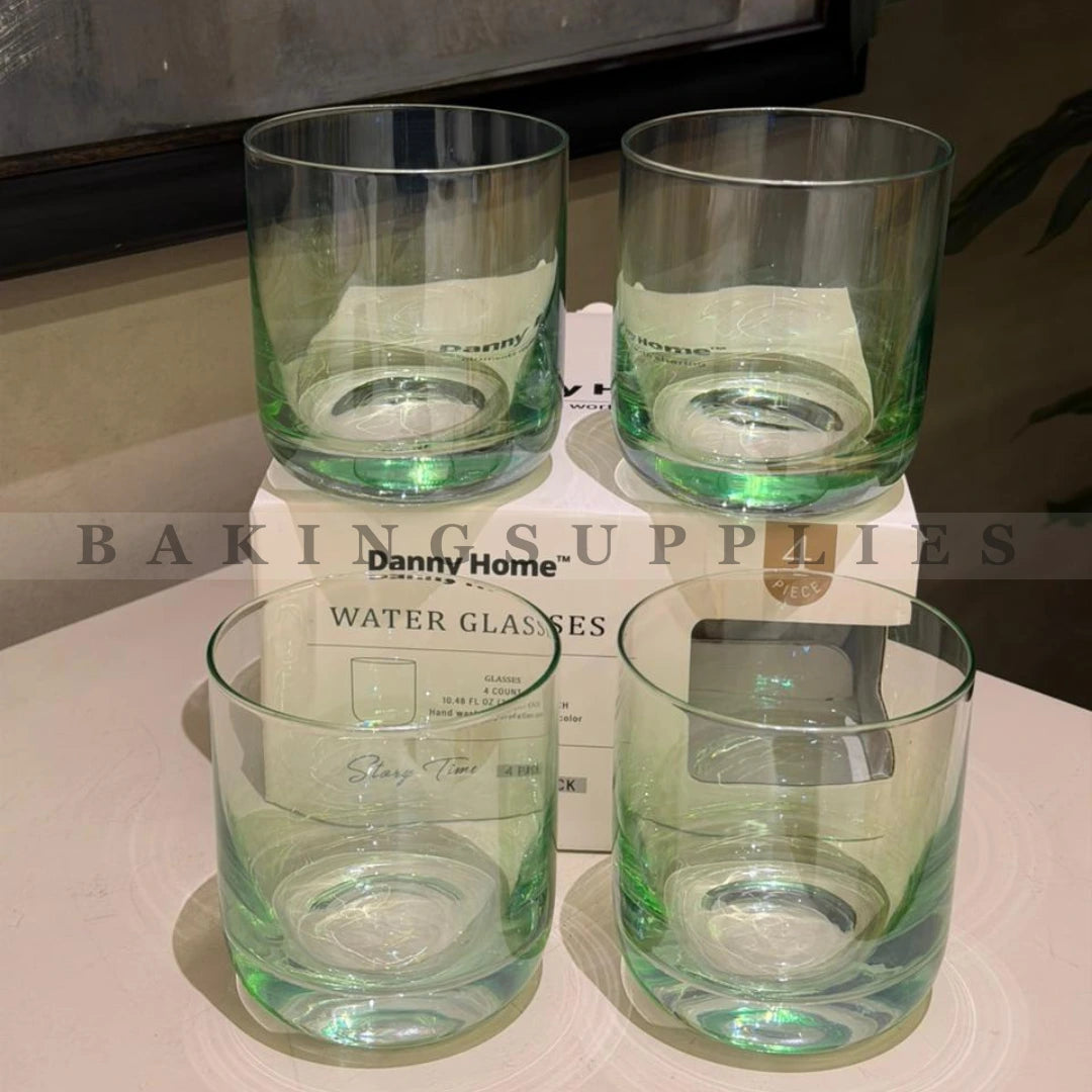 Set of 4 Danny Home Green Base Water Glasses