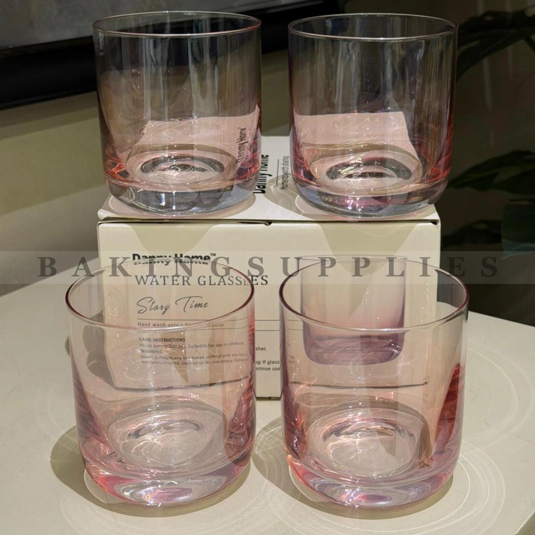 Set of 4 Danny Home Pink Tint Water Glasses