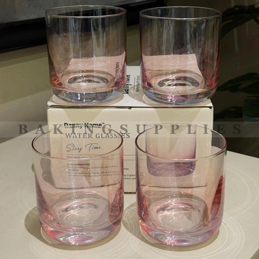 Set of 4 Danny Home Pink Tint Water Glasses