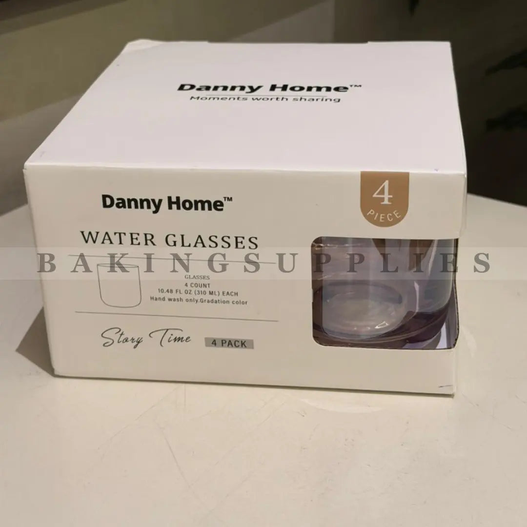 Set of 4 Danny Home Pink Tint Water Glasses