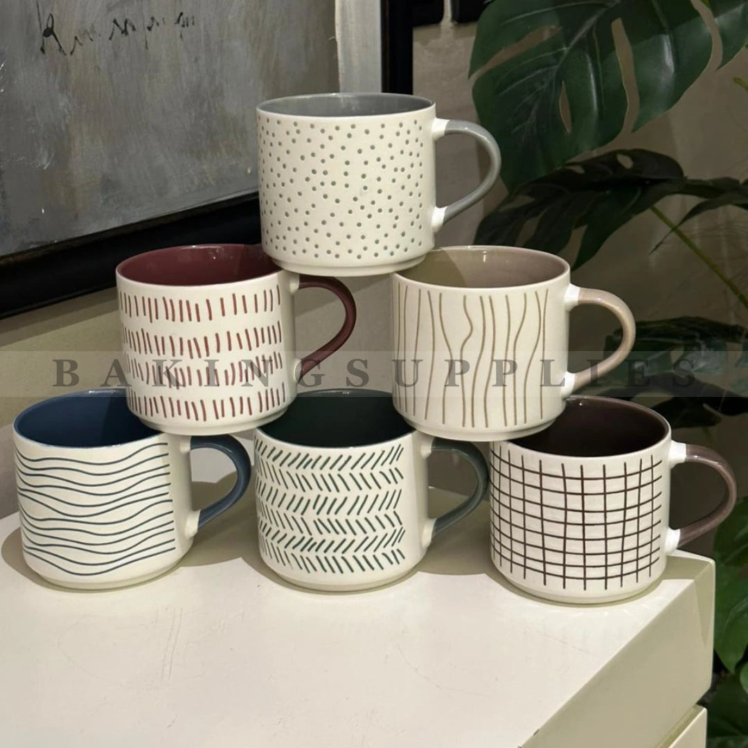 Set of 6 Multi-Patterned Mugs