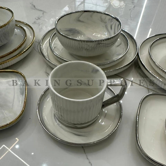 32 Pieces Luxury Embossed Marble Breakfast Set