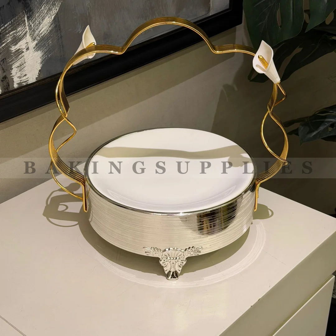 Silver & Gold Bucket Platter – Elegant Serving Tray