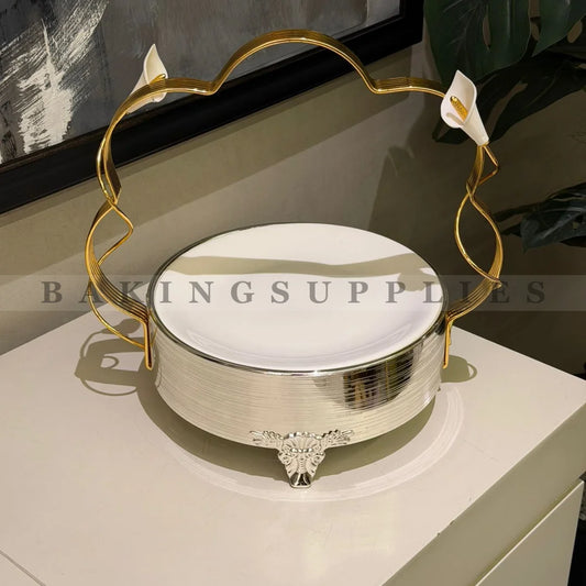 Silver & Gold Bucket Platter – Elegant Serving Tray