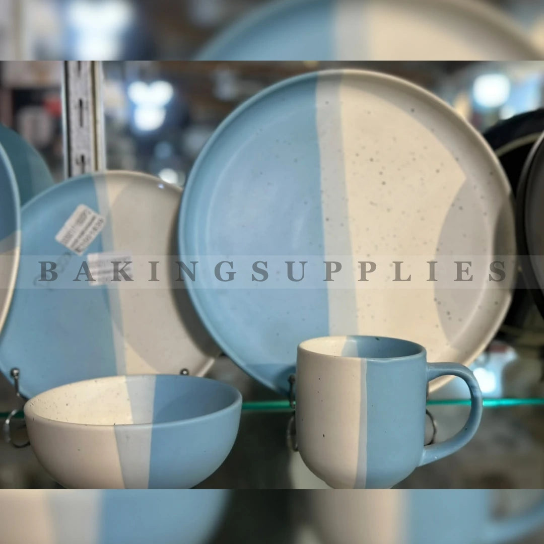 Sky Blue & Ivory Ceramic Dinner Set 16 Pieces