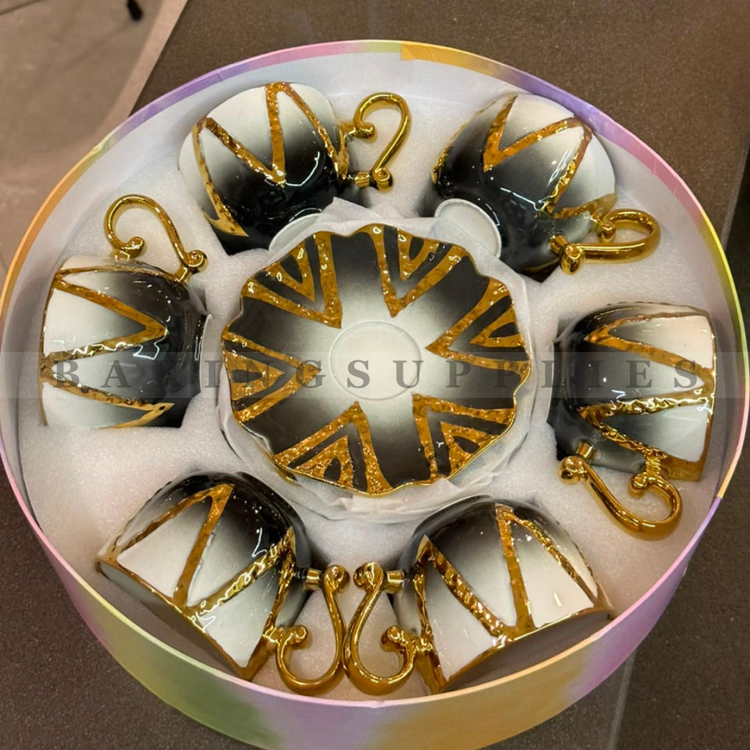 Luxury 12 Piece Gold Accent Cup & Saucer Set