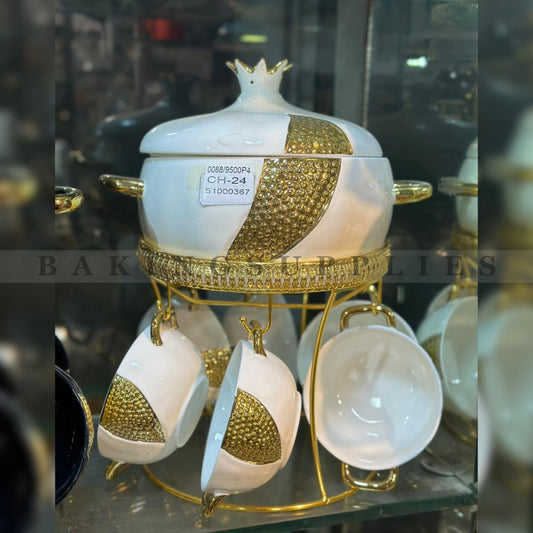 Luxury Ceramic Soup Set with Stand – 13 Piece Serving Set