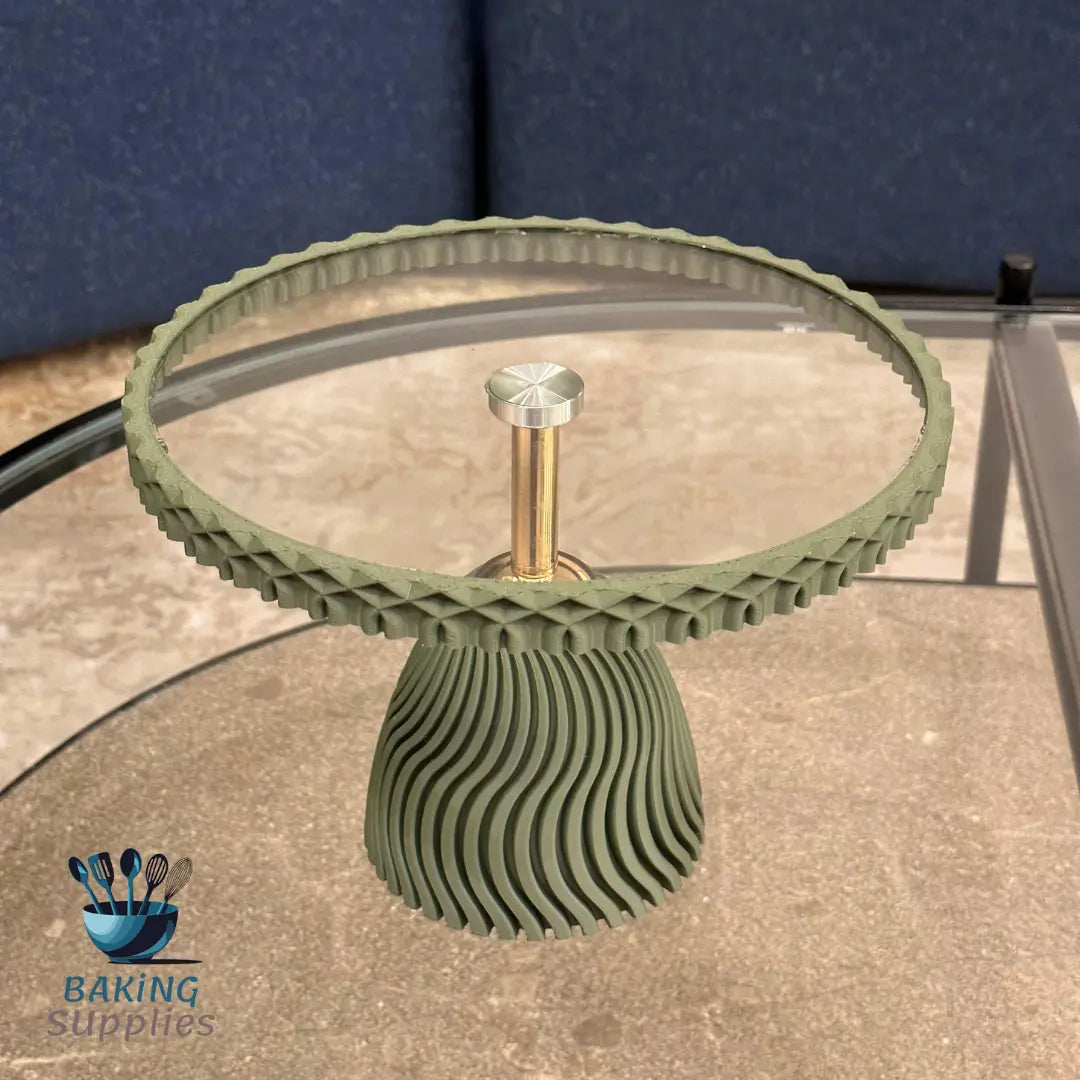 Olive Green Cake Platter – Elegant Dessert Display