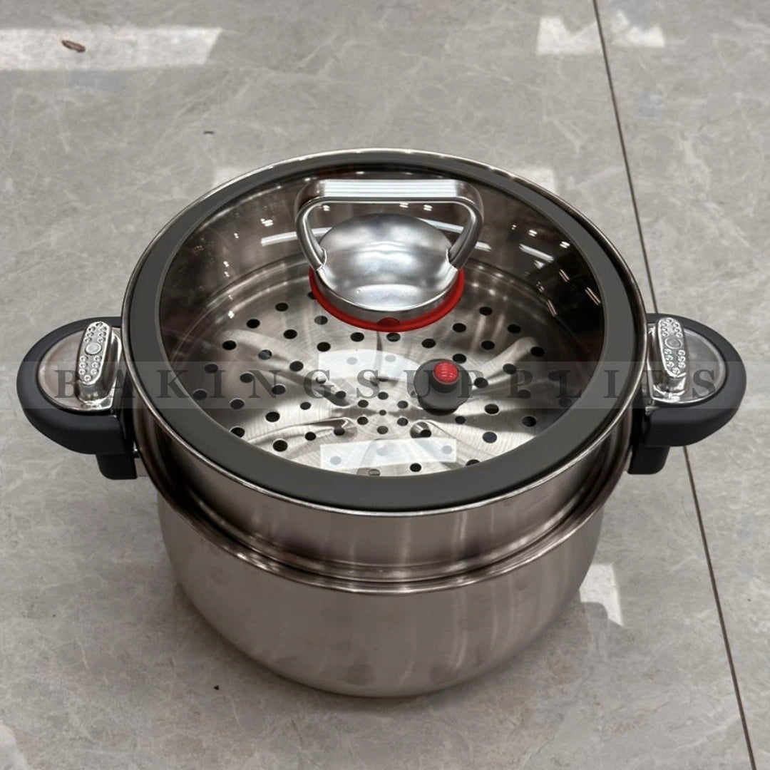 Stainless Steel Food Steamer Pot with Glass Lid