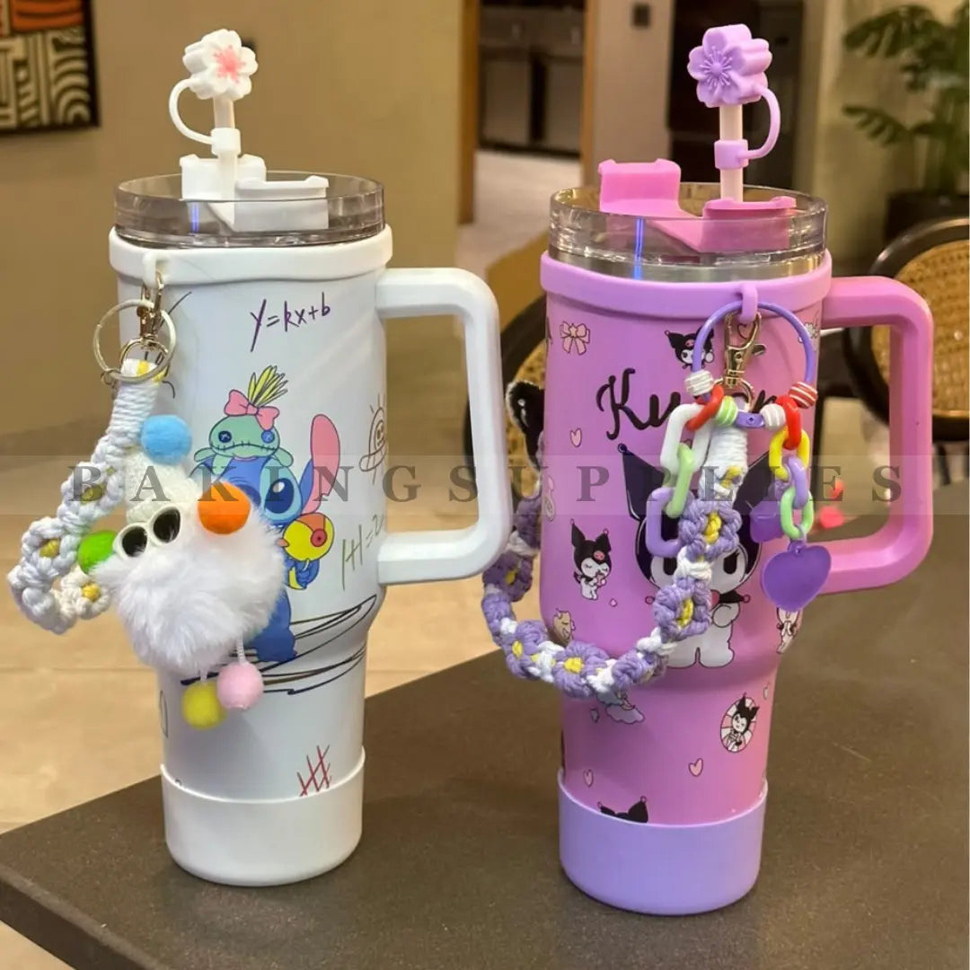 Cute Stanley Style Tumblers with Straw and Charms