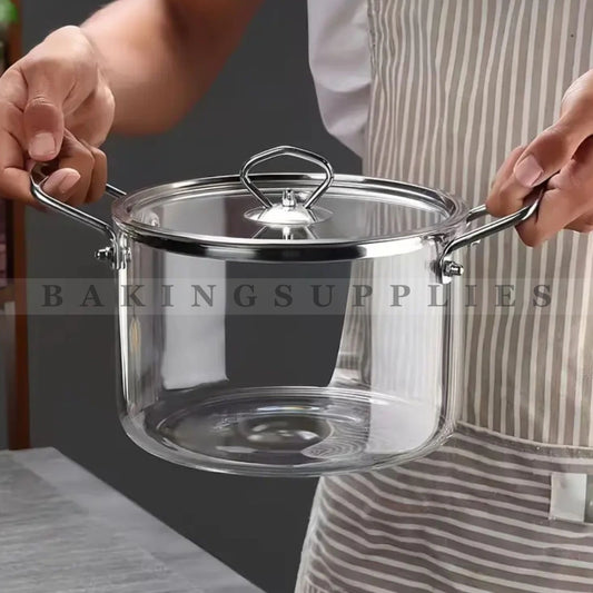 Stove Safe Glass Pot 3 Litres | Heat Resistant Glass Cookware with Lid