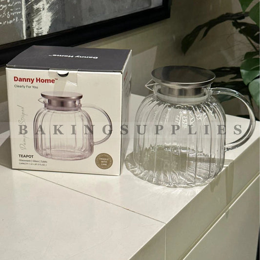 Danny Home 1L Glass Mini Teapot with Stainless Steel Lid