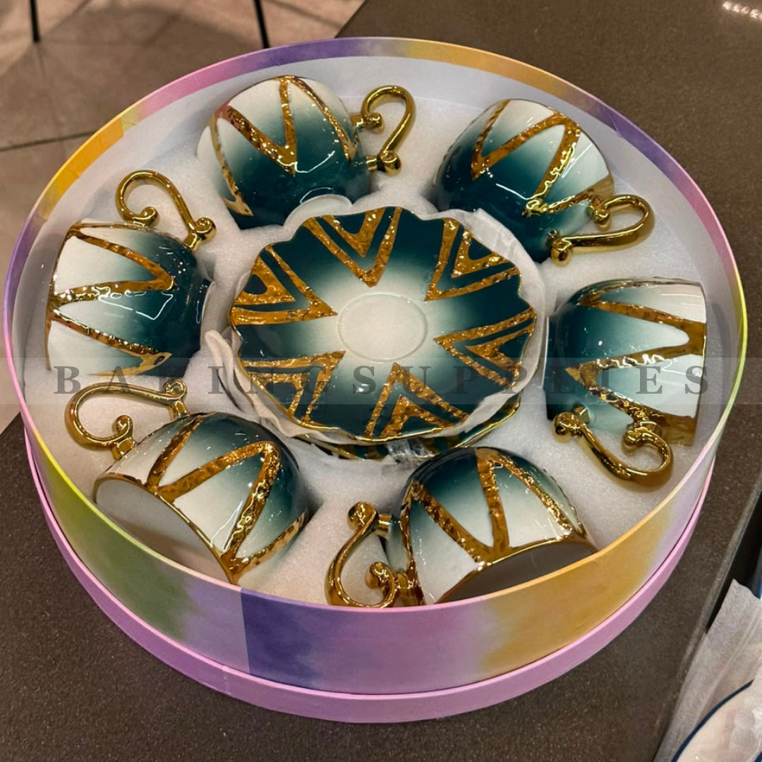 Luxury 12 Piece Gold Accent Cup & Saucer Set