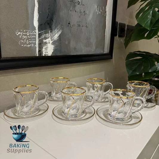 Traditional Glass Kehwa Cup & Plate Set