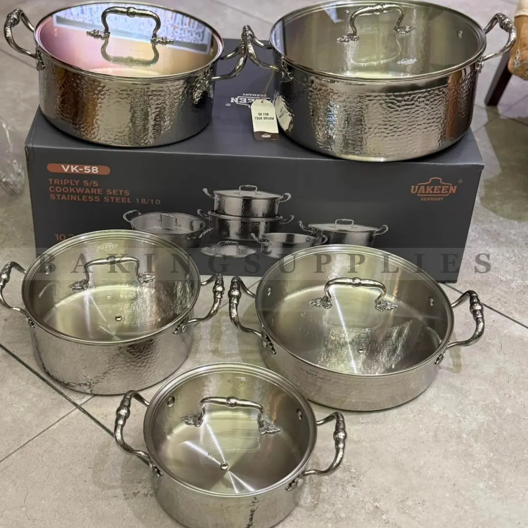 Uakeen 10 Piece Triply Stainless Steel Cookware Set