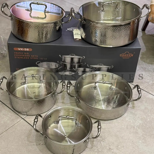 Uakeen 10 Piece Triply Stainless Steel Cookware Set