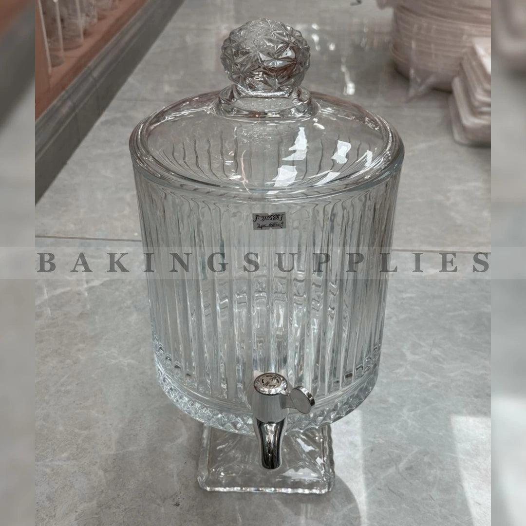 4 Litre Crystal Glass Beverage Dispenser with Tap & Lid